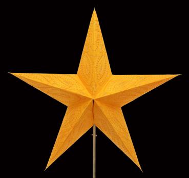 Preview: Siddharta Batik Glitter/Orange - Faltbarer Leuchtstern, Weihnachtsstern aus Papier mit 5 Zacken, 60 cm